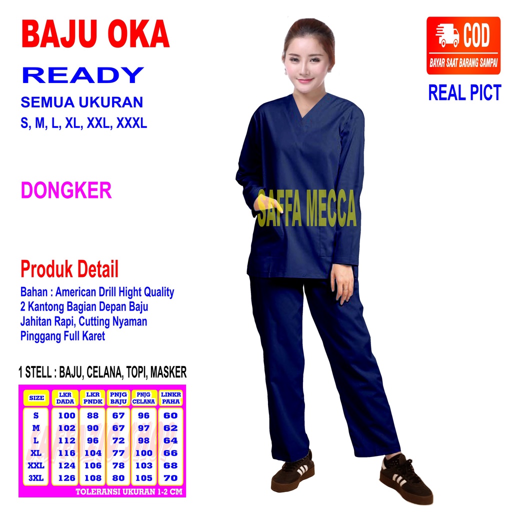 Baju Oka   Baju Oka Lengan Panjang  Scrub Perawat  Scrub Lengan Panjang  Baju Jaga  Baju OK  Baju Perawat / Pria / Wanita Harga Murah Terbaru Lengan Panjang COD