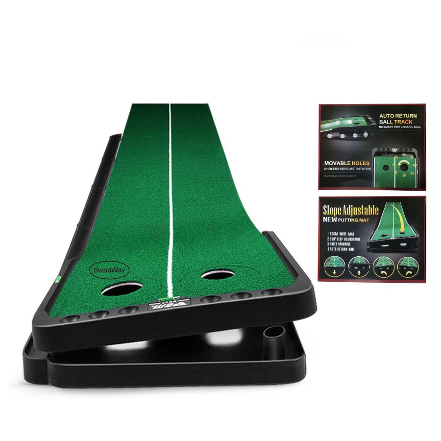 Karpet Latihan Golf Putting Mat 3 Meter dengan Kemiringan Dapat Disesuaikan