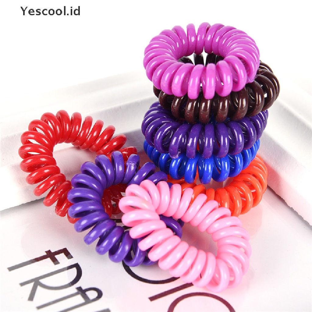 【Yescool】 10 PCS Elastic Telephone Wire Cord Head Ties Hair Band Rope Ponytail Jewelry .