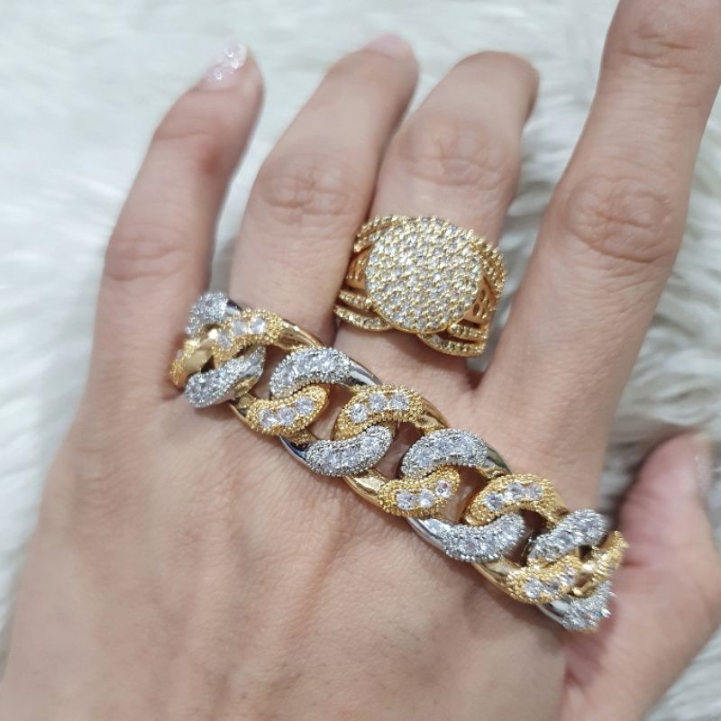 Gelang cincin Premium Lapis emas gelang zircon Anti Karat Anti Alergi Bracelet Premium Quality Rd0006