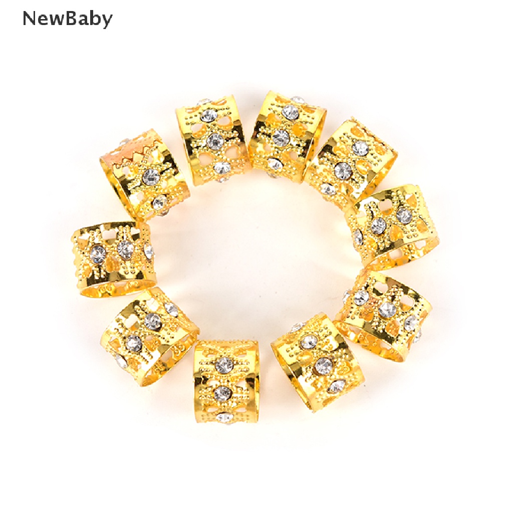 Newbaby 10Pcs Cincin Rambut Kepanggimbal Hias Berlian Imitasi Untuk Wanita