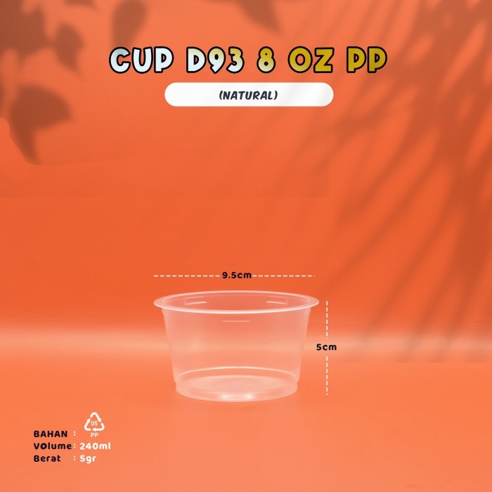 Gelas Cup Plastik 8 OZ PP - Cup Bening - Cup Plastik tebal- D93