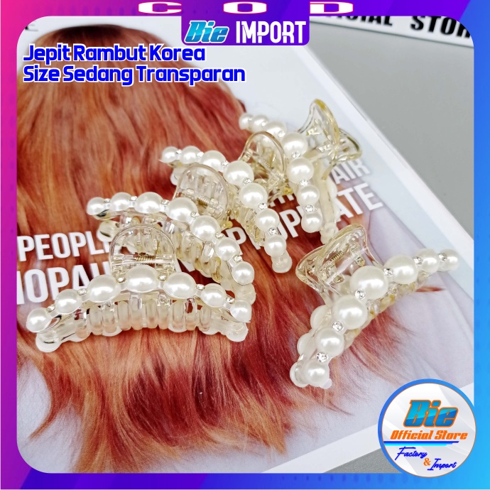 Jepit Rambut Korea Transparan Premium Warna Impor