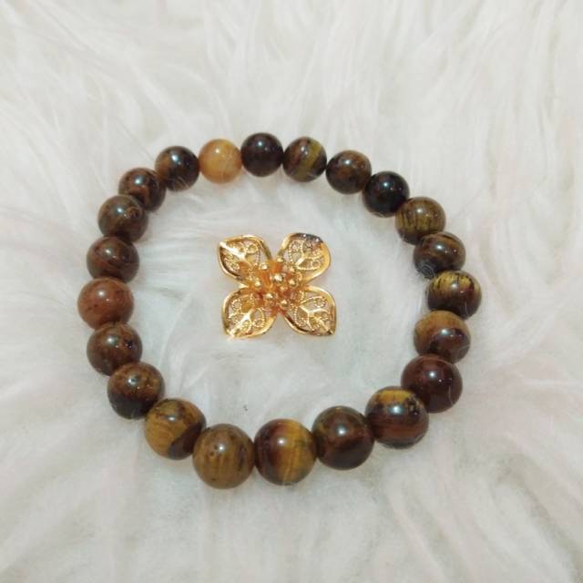 Gelang Batu Tiger Eye 8mm Elastis