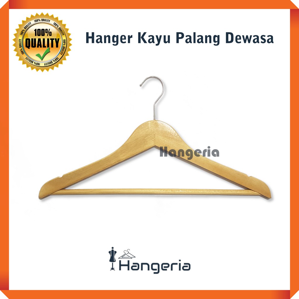Hanger Kayu Palang Dewasa (Wood) warna Natural / Hanger Kayu Segitiga