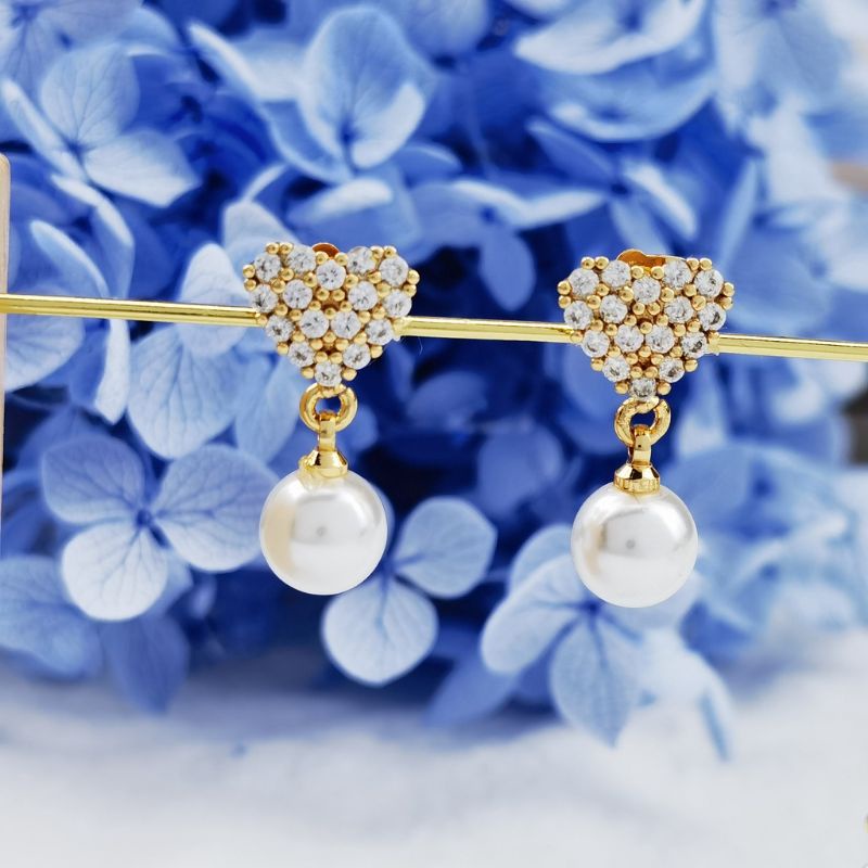 Anting Dewasa Hook Motif Love Permata Full Mutiara