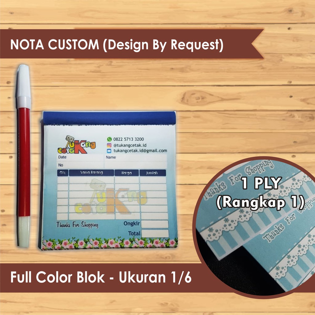 

[SATUAN / ECER] Nota Olshop / Online Shop / Custom Full Color 1/6