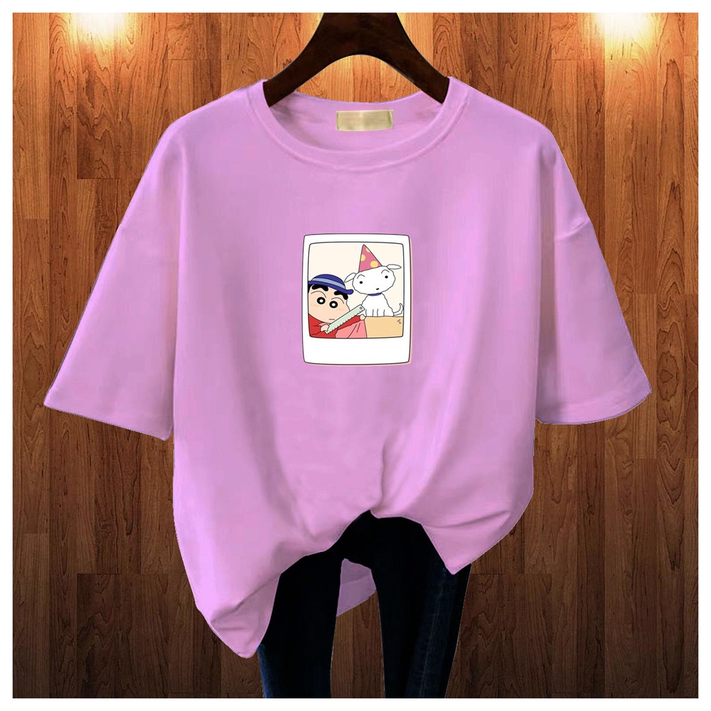 CALVIERO SHOP - BAJU KAOS ATASAN WANITA PRINT PHOTO SINCAN GALAXY PRINT