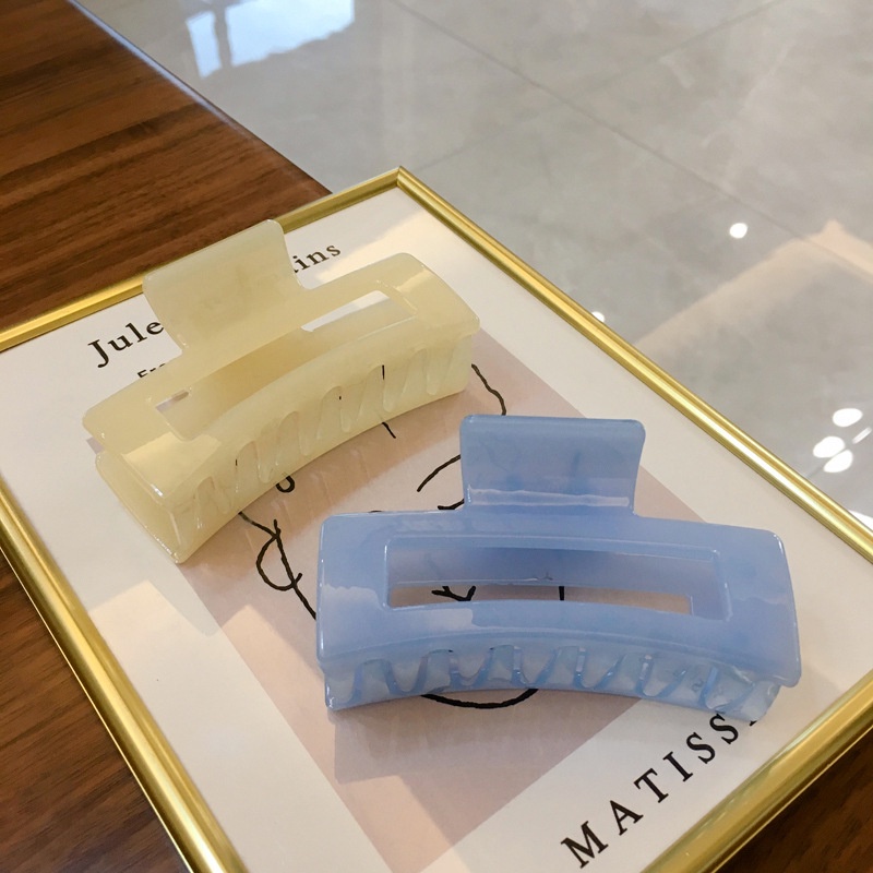 ANGLAI- Korean Style Solid Color Translucent Plastic Women Hair Clip Ponytail Holder