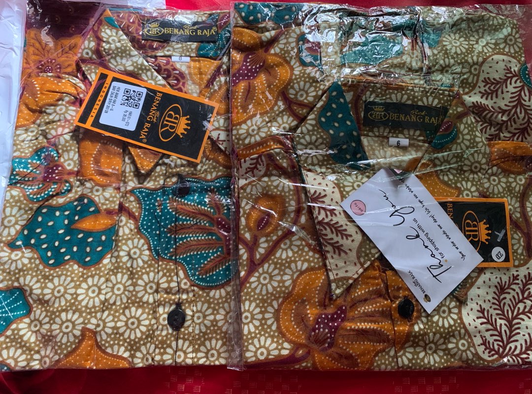 Benang Raja Hem Batik Anak Lengan Pendek Motif Daun Gugur