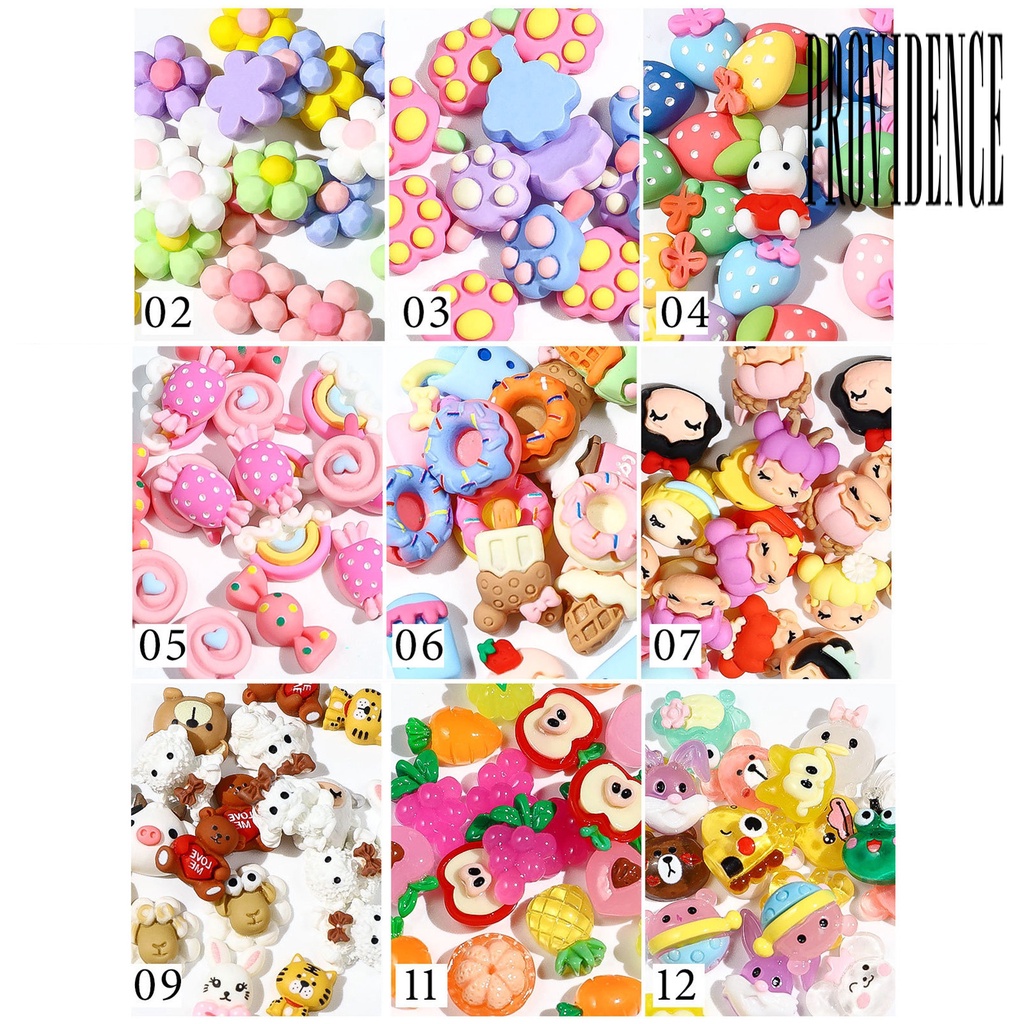 20pcs Charms 3D Bentuk Kartun Bahan Resin Tahan Air Untuk Dekorasi Nail Art