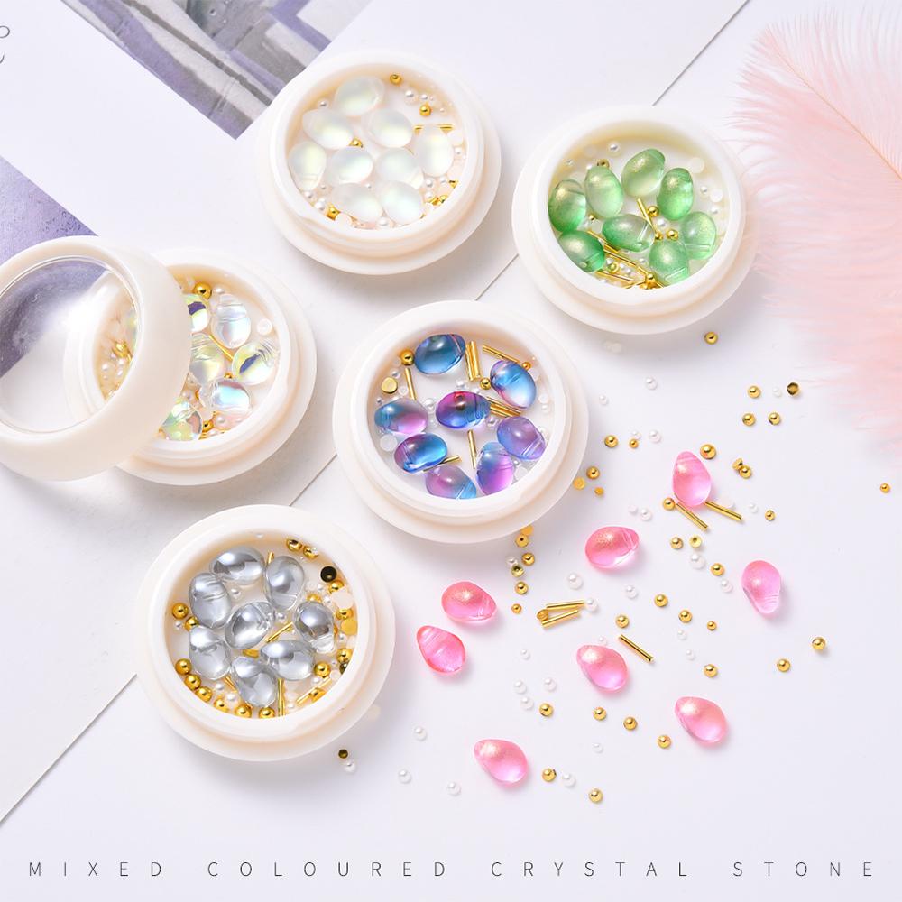 Mxbeauty Hiasan Nail Art 1BOX Mutiara Mengkilap Baja bBall Kristal Hologram Manicure Jewelry