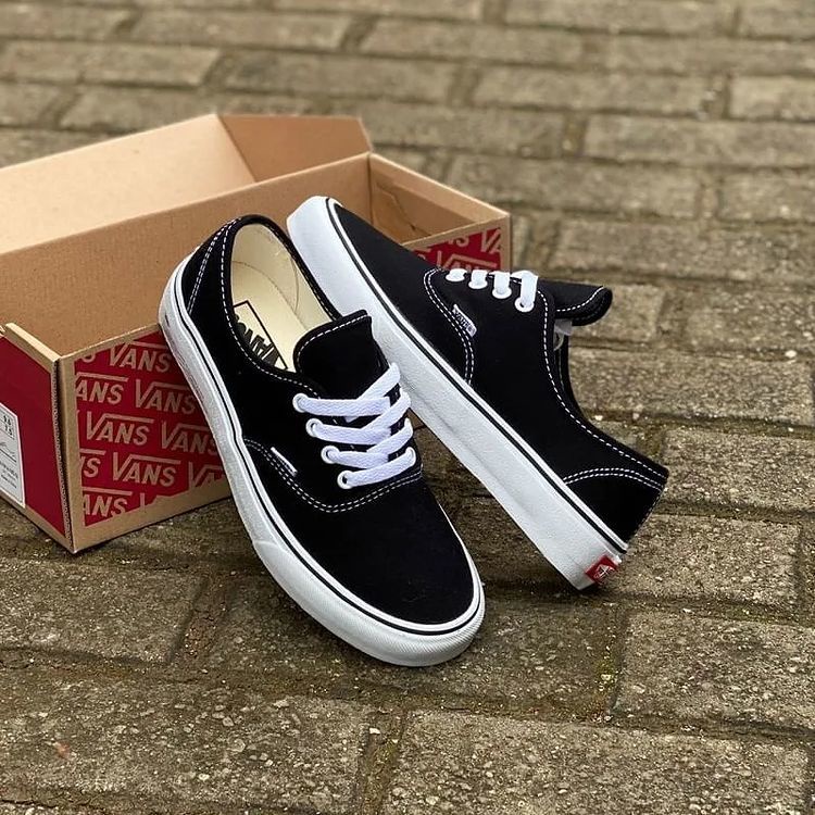 Vans authentic black white OG Big Sale sepatu pria dan wanita dengan box