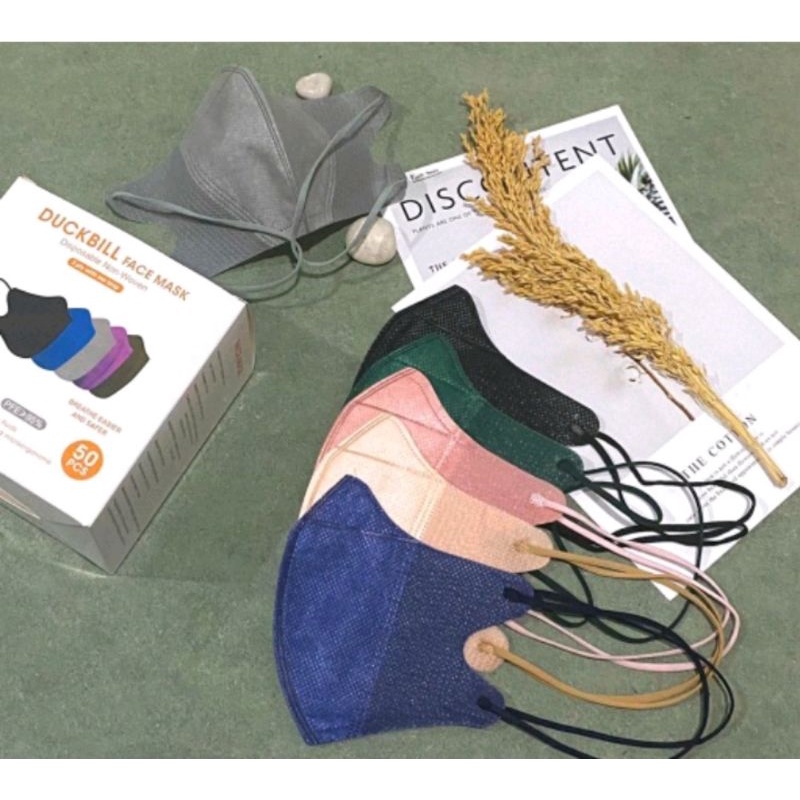 Masker Duckbil Hijab/ Masker Duckbil Headloop/Masker Duckbil Mix/ Masker Earloop Mix Warna  isi 50 p
