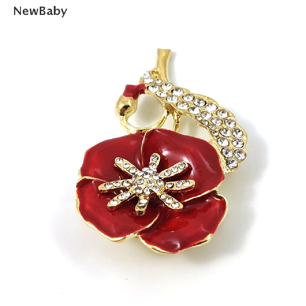 Newbaby Bros Pin Enamel Bunga Anyelir Merah Lapis Emas Untuk Wanita