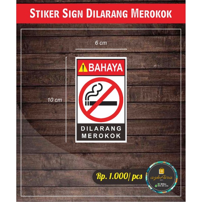 

Sticker Stiker Sign Rambu Dilarang Merokok - Uk. 6x10 cm