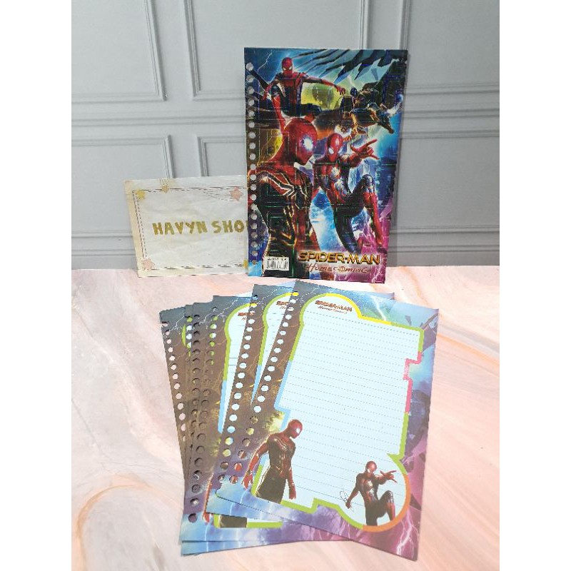 ISI FILE merek KIKY atau Big Boss/LOOSE LEAF/isi kertas File polos/isi binder-Spiderman (16lbr)