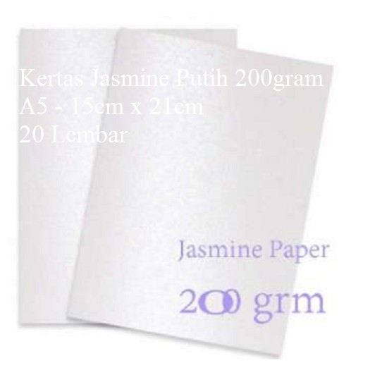 

Kertas Jasmine 200gram A5 Putih isi 20 Lembar