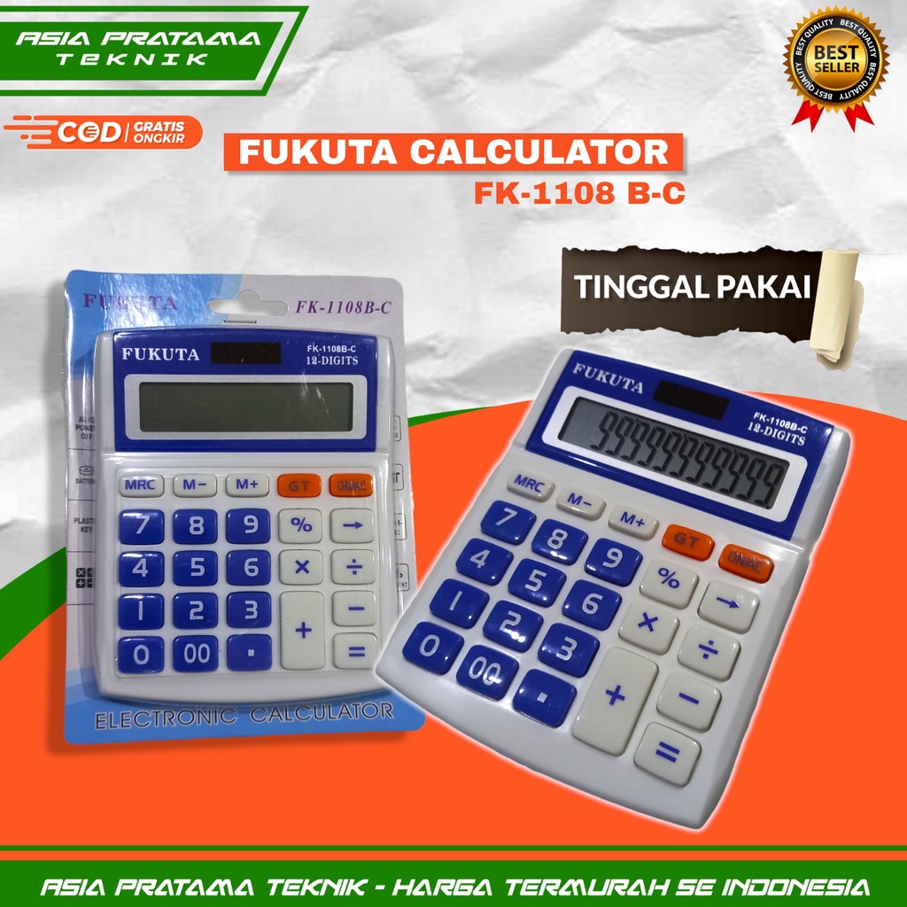 

BISA COD ! Kalkulator 12 Digit / Alat hitung FUKUTA FK-1108 B-C TINGGAL PAKAI