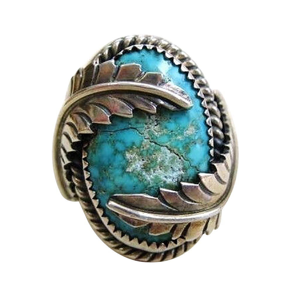 Hu Hu Hu Hu Hu Alat Bantu Pasang Kacamata♡ Cincin Wanita Desain Daun Hias Turquoise Imitasi Gaya Vintage Untuk Pesta Tunanganpernikahan