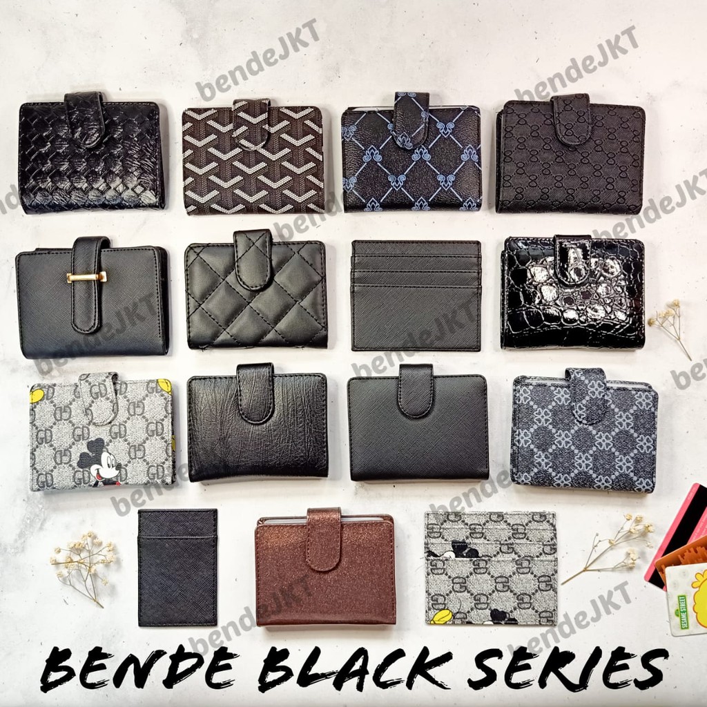 DOMPET KARTU ALL BLACK SERIES BENDE DAN UANG KERTAS PREMIUM WANITA IMPORT TEMPAT KARTU