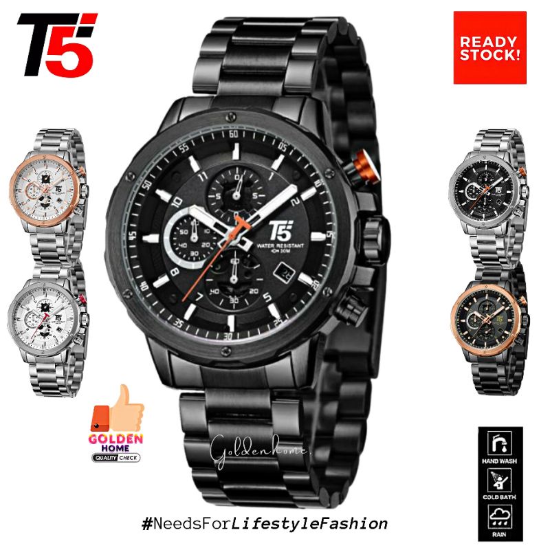 JAM PRIA T5 ORIGINAL 100% H3588 3588 H3588G CHRONOGRAPH FREE GIFT TAHAN AIR 3ATM BERGARANSI FREE TIN