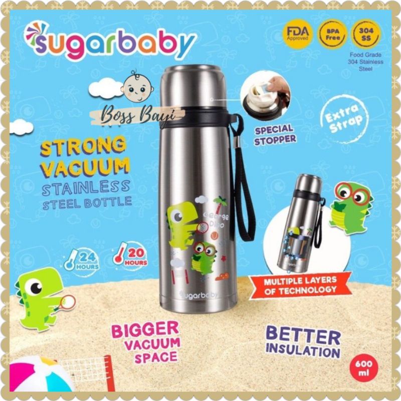 SugarBaby STRONG Vacuum Stainless Steel Bottle (600 ml) /Thermos Bottle – Dino