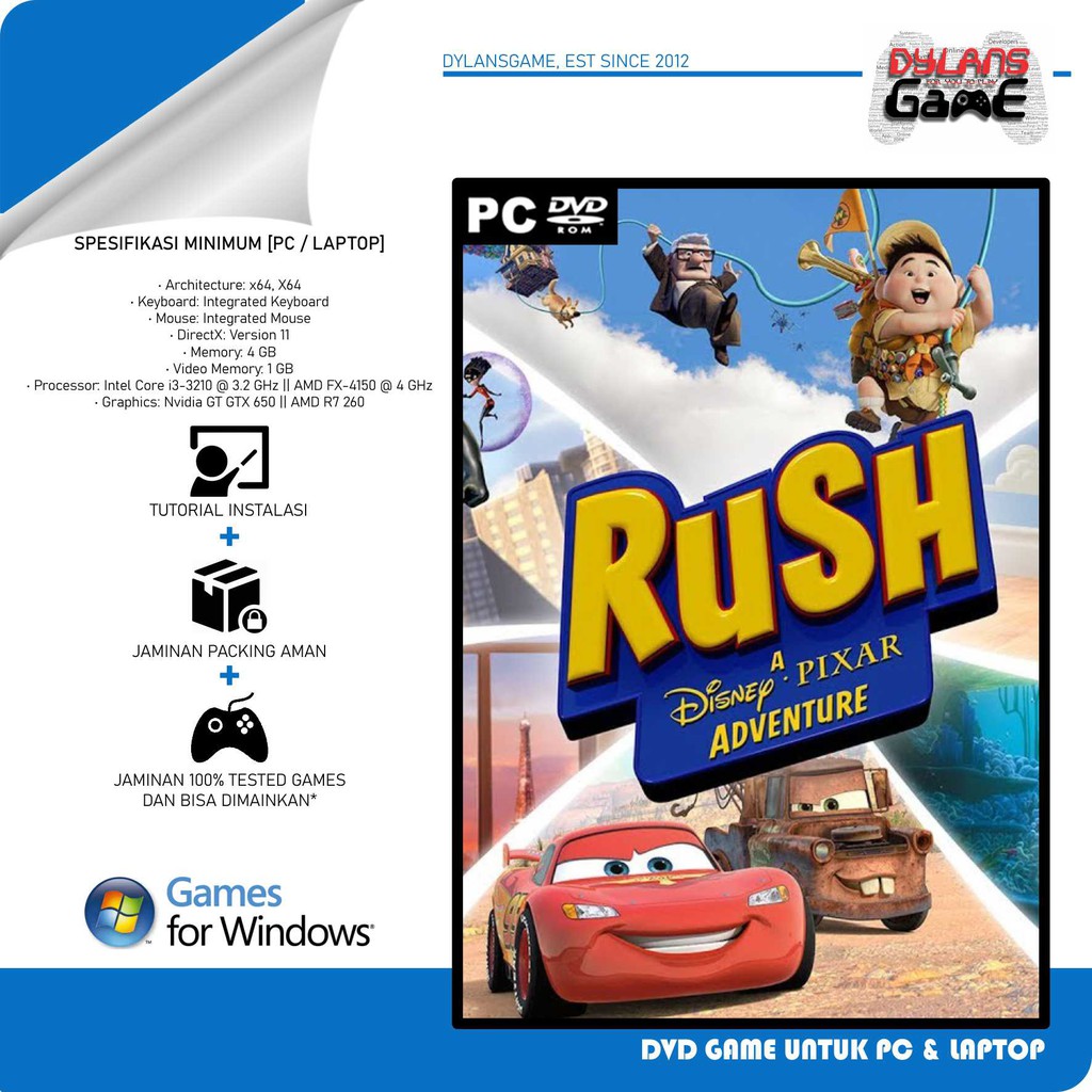 Jual RUSH A DISNEY PIXAR ADVENTURE GAME PC DVD GAME LAPTOP PC GAMES ...