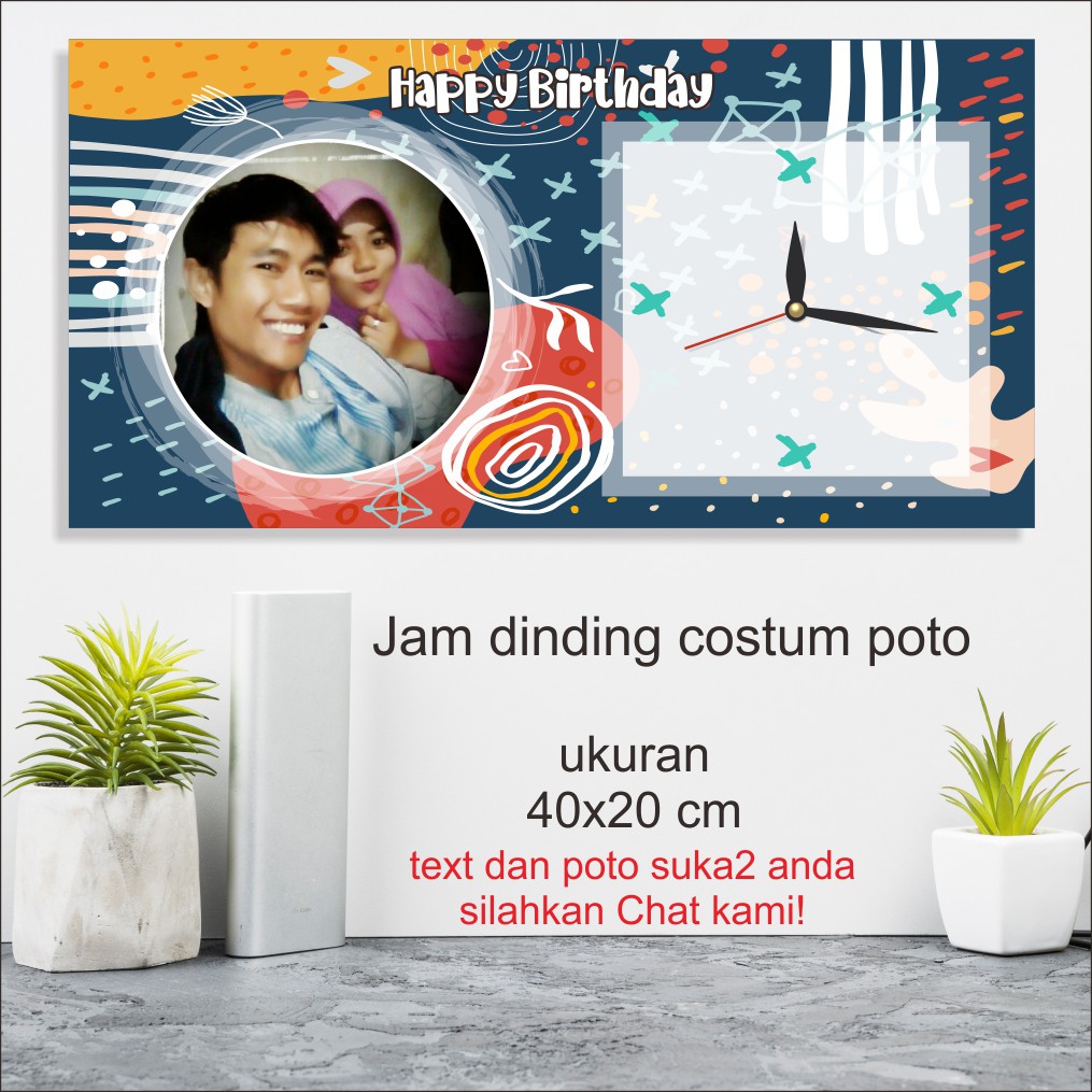 IDE 408- Jam Dinding Custom Foto Birthday