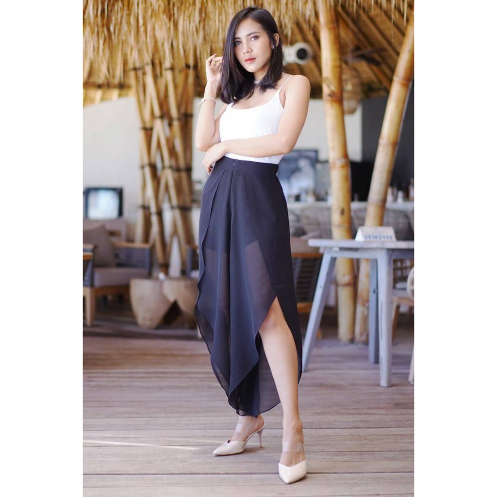Escarpat Pants M FG Celana Panjang Wanita Bahan Sifon See Through Casual