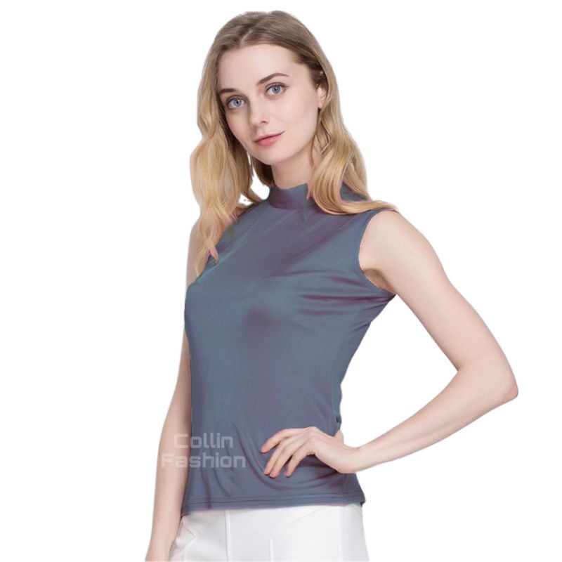 Manset Leher Premium / Tanktop Turtle Neck Lengan Buntung Soft