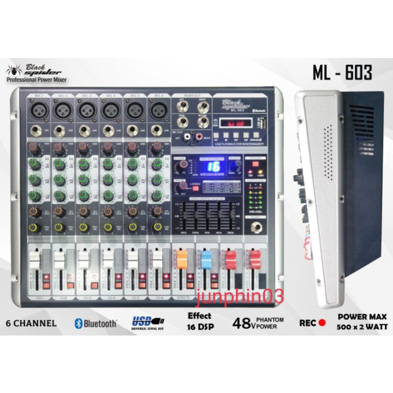 power mixer audio black spider ML 603.6ch.original