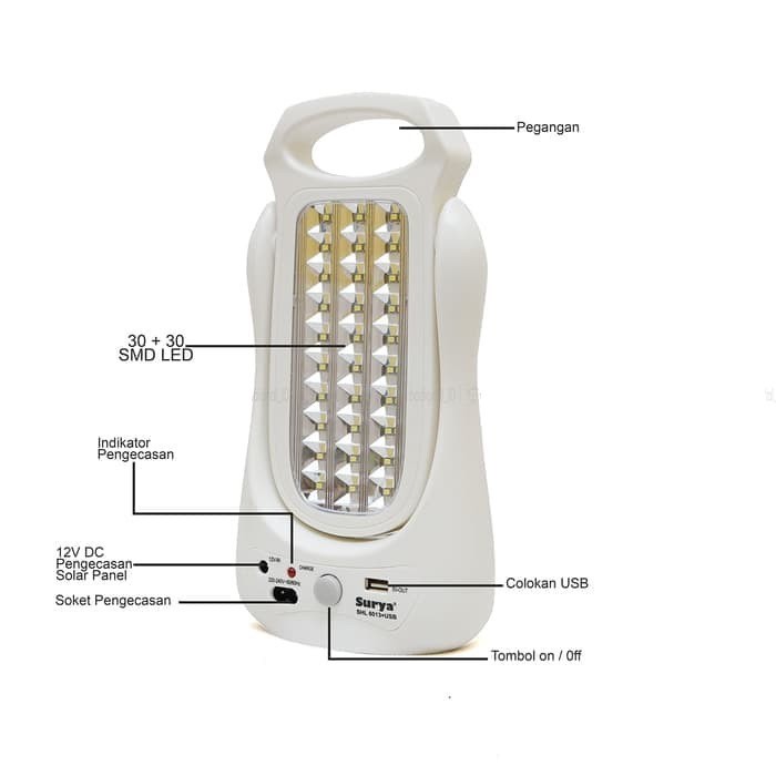 Surya Lampu Emergency SHL 6013 USB Light LED SMD plus Powerbank