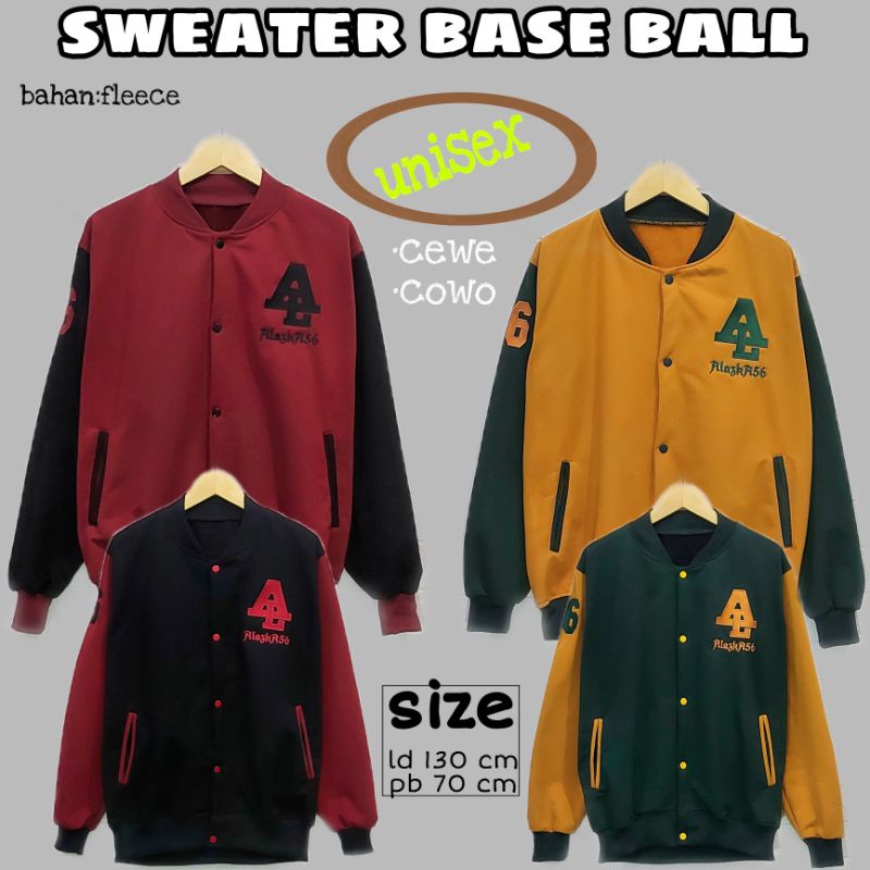 jaket base ball fleece/hoodie/ld 130/sweater/bomber/cewe-cowo