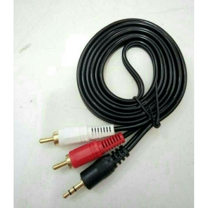 Kabel aux 3.5mm stereo to 2 rca male gold plate cable 2-1