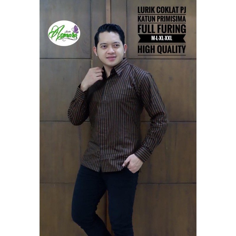 KEMEJA LURIK COKLAT LAPIS FURING KATUN HALUS SRAGENAN SIZE M-XXL HIGH QUALITY