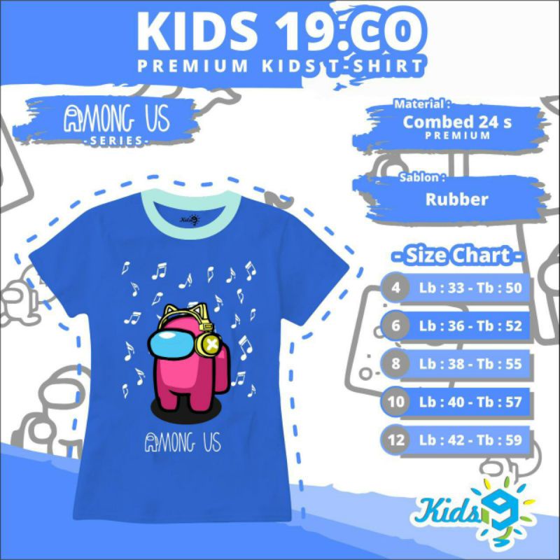kaos among us anak 4-12Th/among us series perempuan/kaos anak perempuan among us