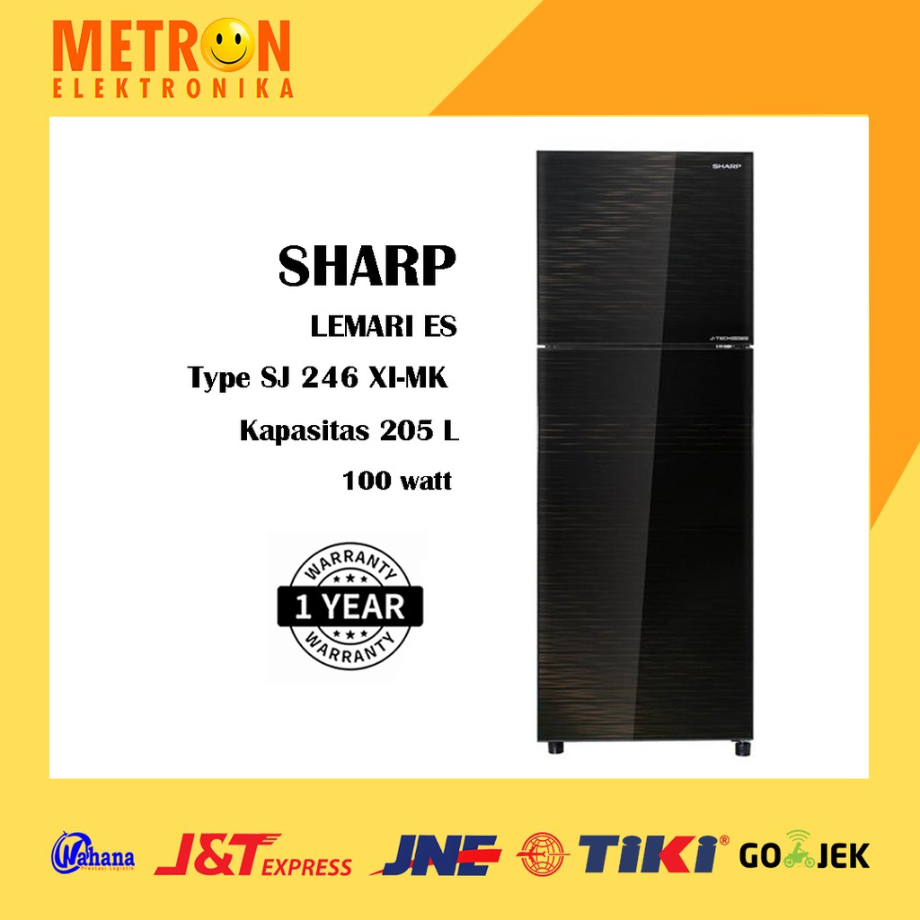 SHARP SJ 246 XI MK / MATRIX BLACK / KULKAS LEMARI ES 2 PINTU / GLASS DOOR / SJ246XIMK