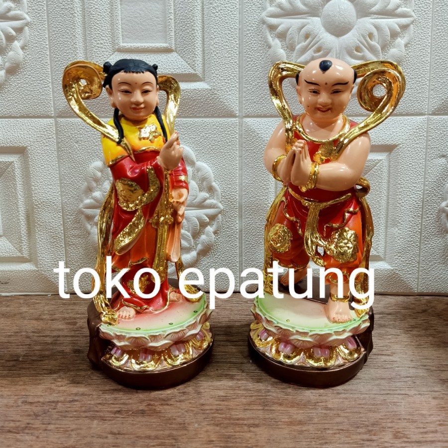 patung pengapit dewi kwan im / kwan in / guan yin -fiber -8 inch