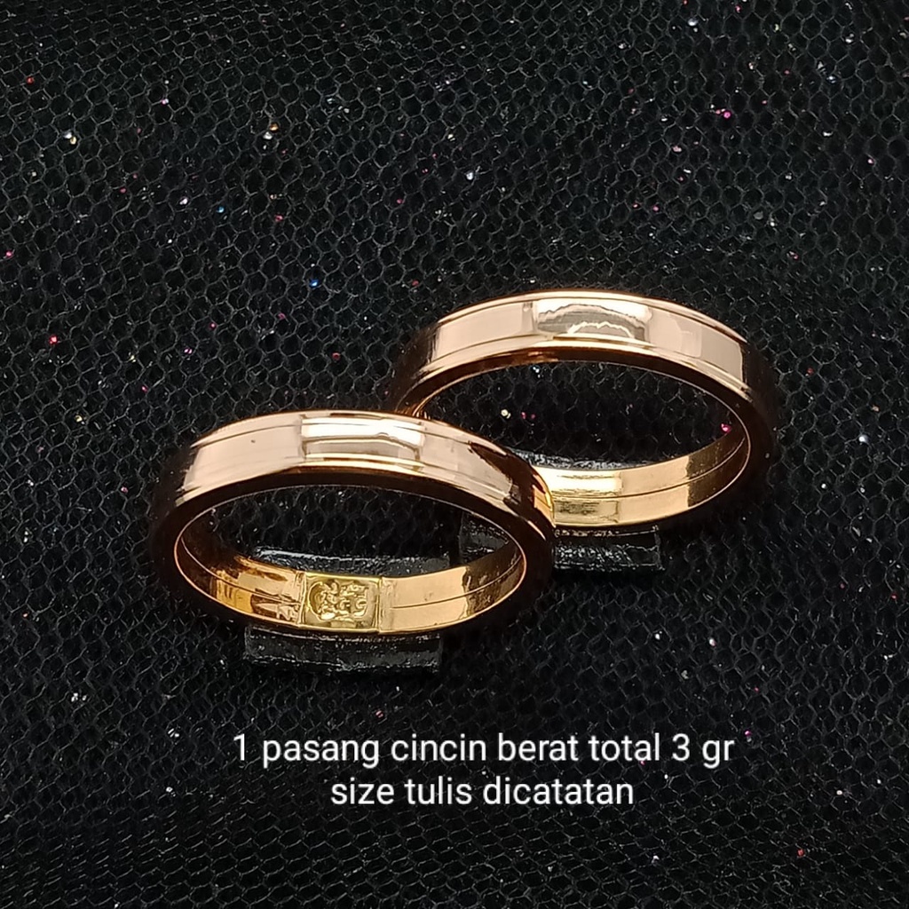 Cincin nikah Emas 17K - 1 Pasang 3 gr Kadar 750 - 386