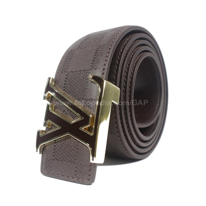 GESPER IKAT PINGGANG PRIA IMPORT | LOUIS VUITTON LV13 GOLD BROWN