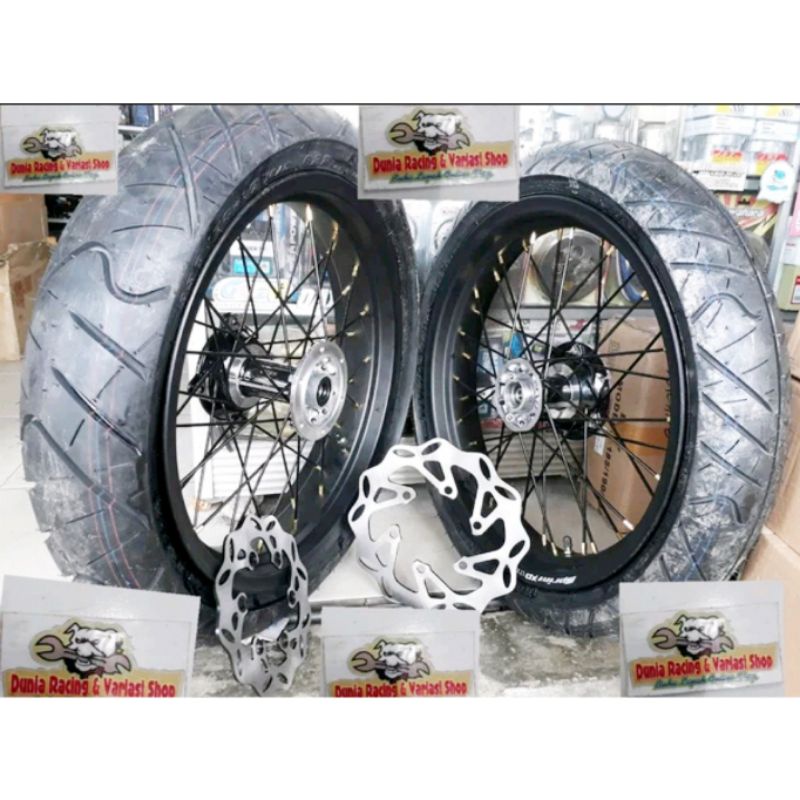 Sepaket Velg Supermoto KLX 150 -DTracker 150 Paketan Velg sama Ban pasang Tubles