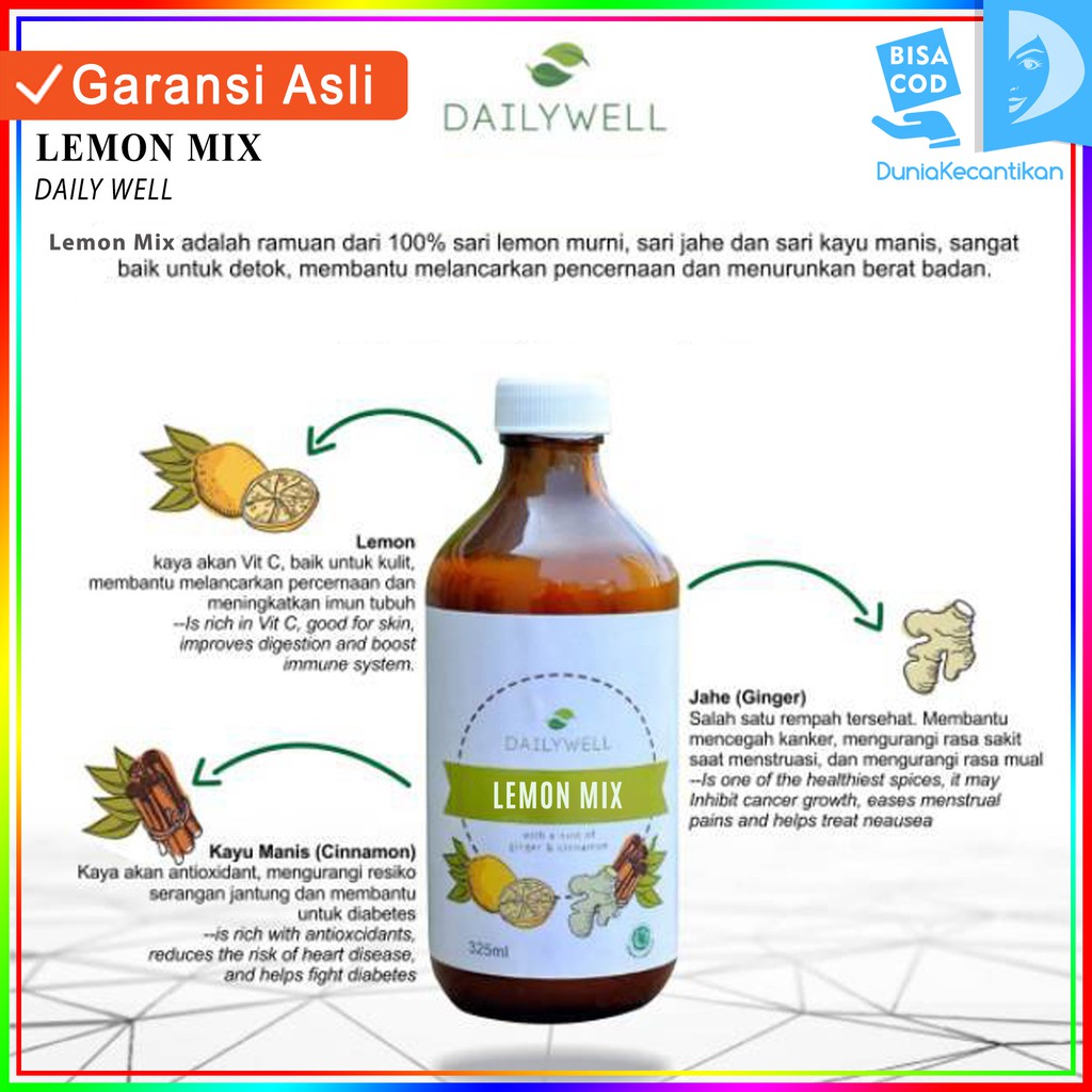 Dailywell Lemon Mix Minuman Detox Sari Lemon Herbal Diet / Minuman Diet BPOM / Minuman Kesehatan