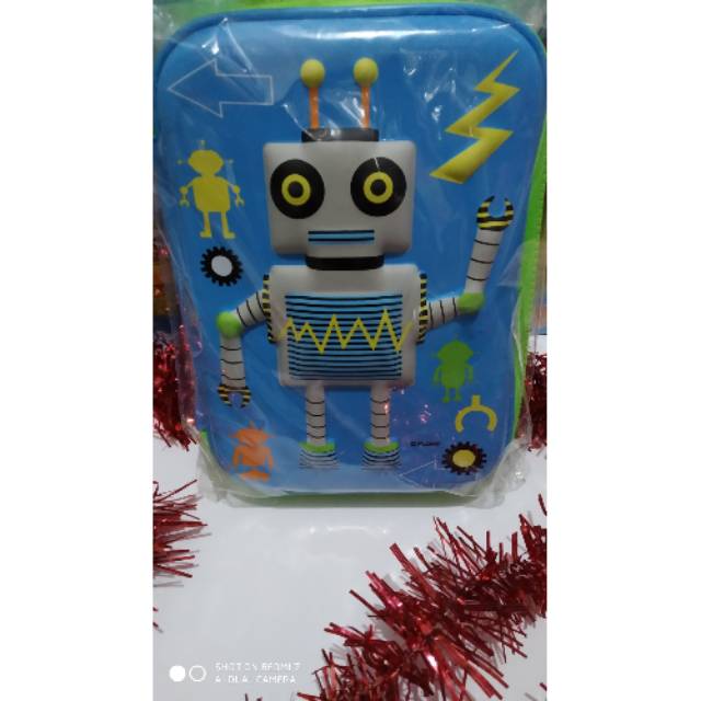 

Tempat/kotak/tepak pensil embos motif robot alat tulis cute