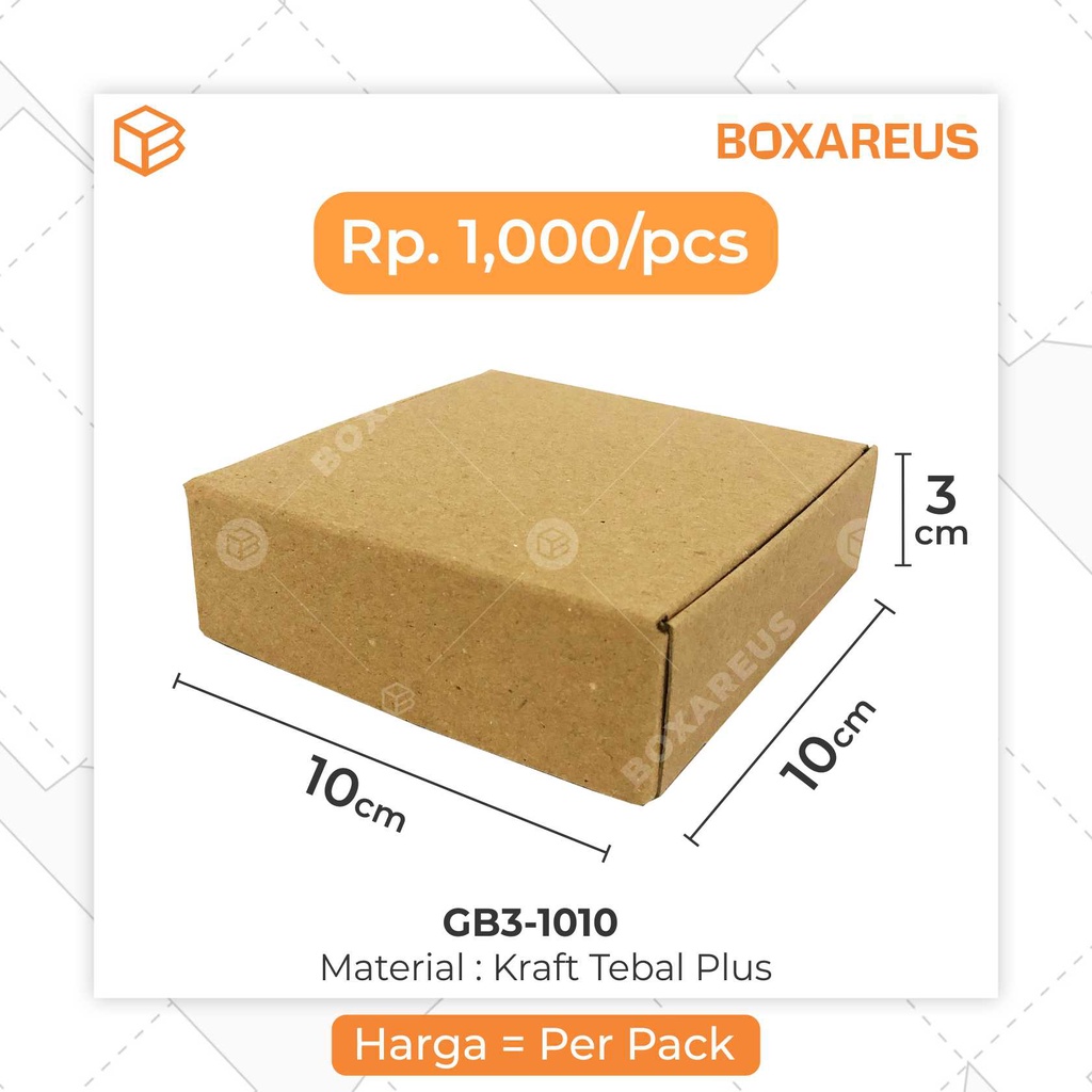 Gift Box Kotak Packing Packaging Souvenir Bahan Brown 10x10x3cm | GB3