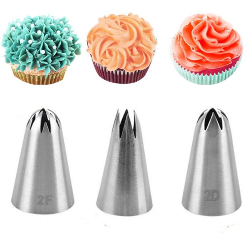 [DEASHOP] [SET 5IN1] SPUIT KUE IMPORT CETAKAN KUE BUTTERCREAM STAINLESS STELL / CUPCAKE NOZZLES BAKING CAKE DECORATING SET PIPING BAG