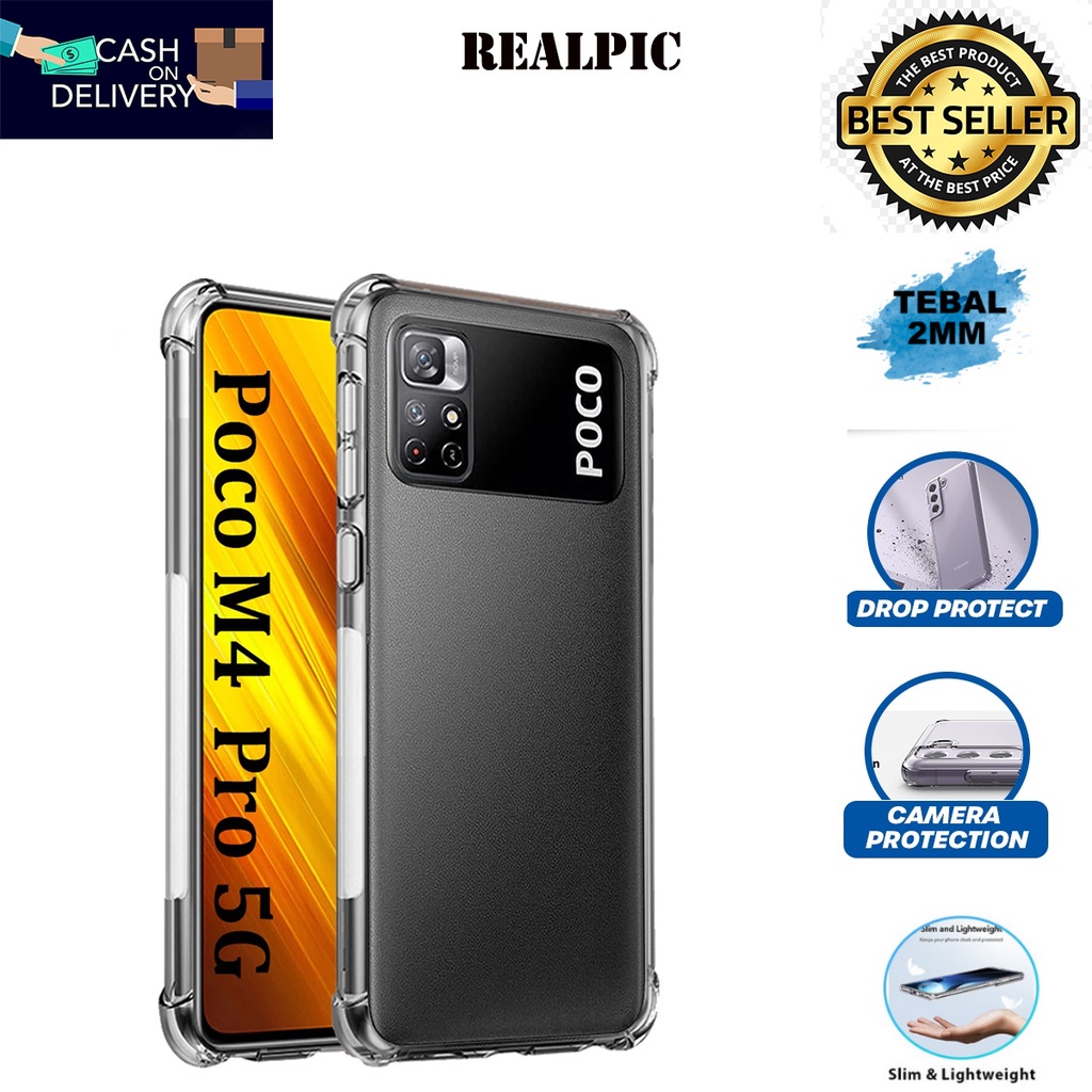 Case Xiaomi POCO M4 PRo 4G Casing Clear HD KETEBALAN 2MM BENING TRANSPARAN TPU Softcase