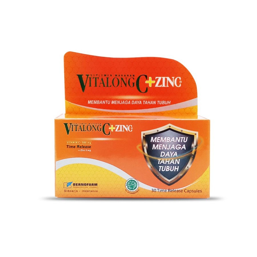 VITALONG C + ZINC BOTOL Isi 30 Kapsul - Suplemen Vitamin C dan Zink Daya Tahan Tubuh