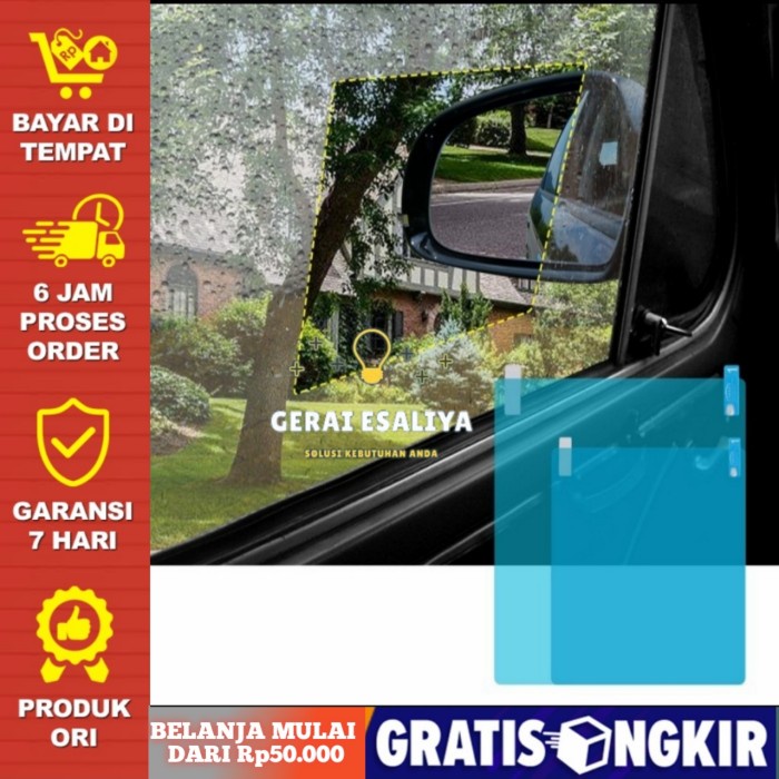 Stiker Jendela Mobil Anti Embun Hujan Fog Tembus Spion Besar 2Pcs