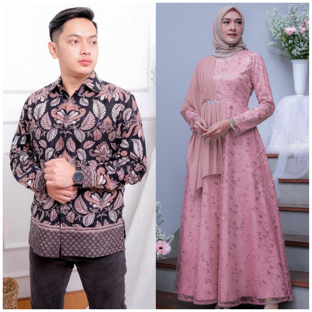 Maura Couple - Sania Ruffle Batik Couple Ori Ndoro Jowi Garansi Termurah Shopee - BATIK couple